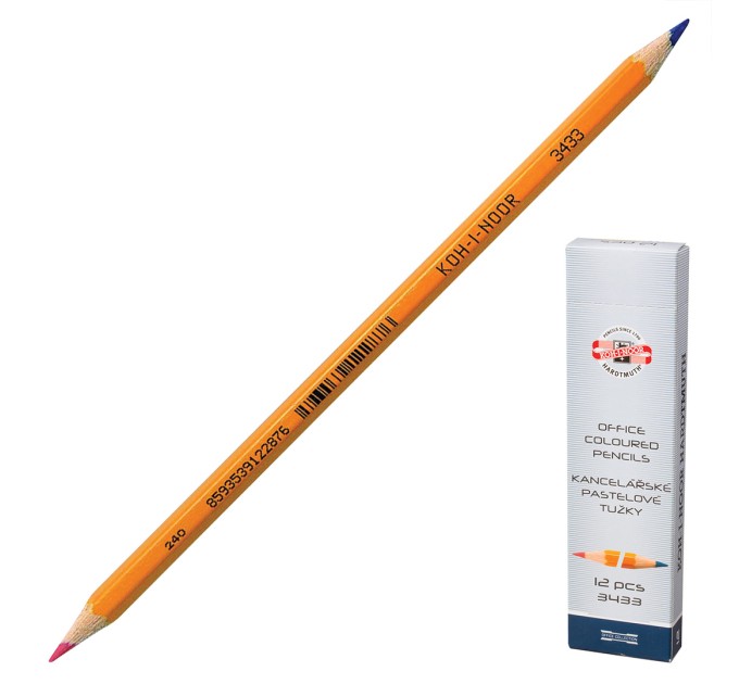 Карандаш школьный двухцветный, красно-синий, KOH-I-NOOR 34330EG001KS