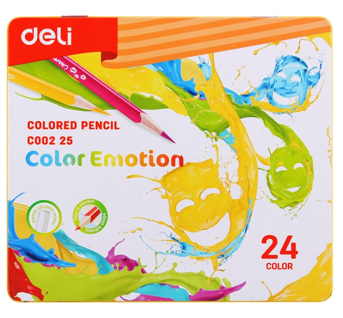 Карандаши Deli «Color Emotion», 24 цвета, в металлическом пенале С00225