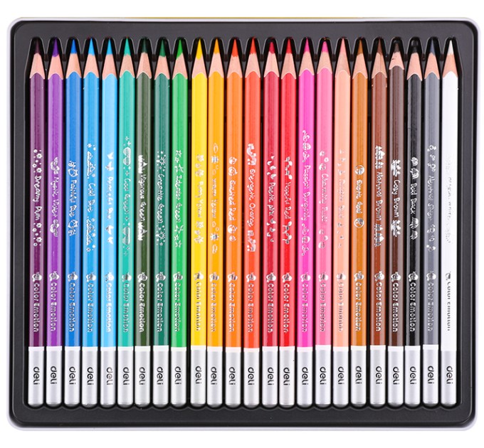 Карандаши Deli «Color Emotion», 24 цвета, в металлическом пенале С00225