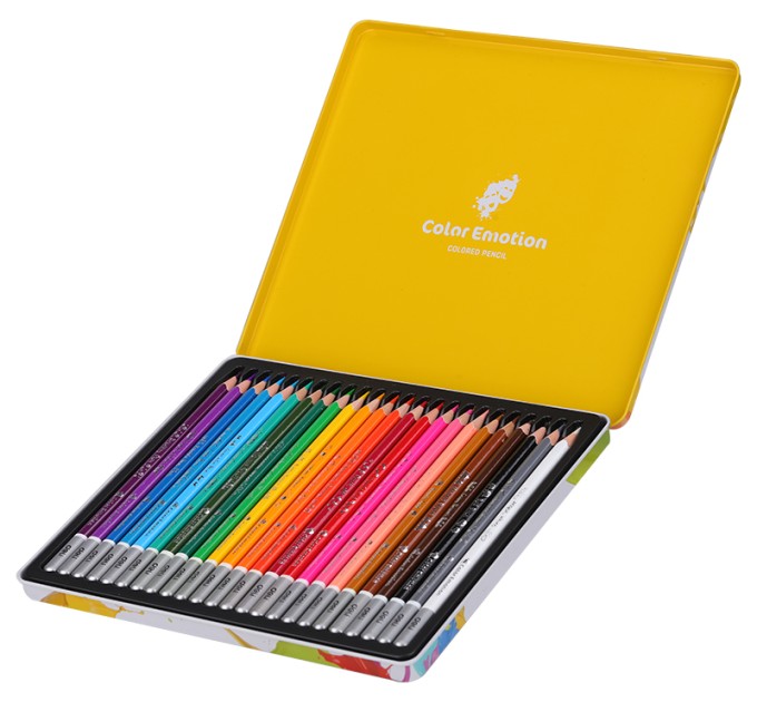 Карандаши Deli «Color Emotion», 24 цвета, в металлическом пенале С00225