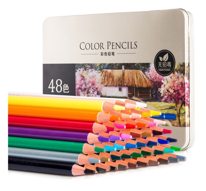 Художественные карандаши 48 цветов, в металлическом пенале 6567