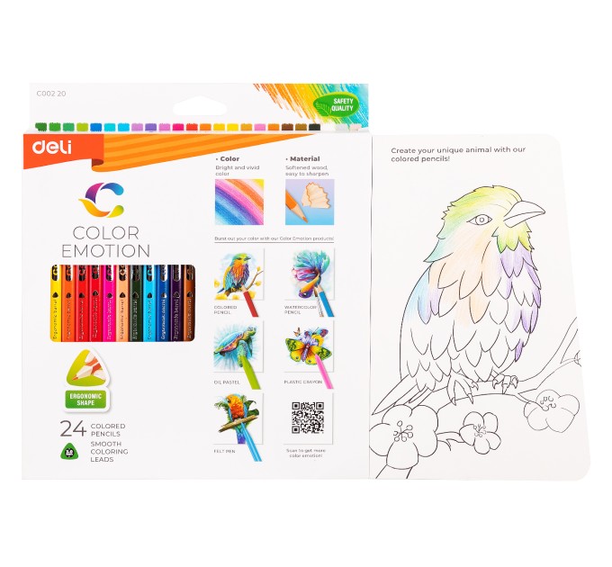Карандаши Deli «Color Emotion», 24 цвета, треугольные 00220С
