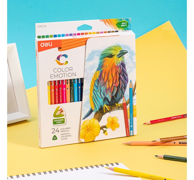Карандаши Deli «Color Emotion», 24 цвета, треугольные 00220С