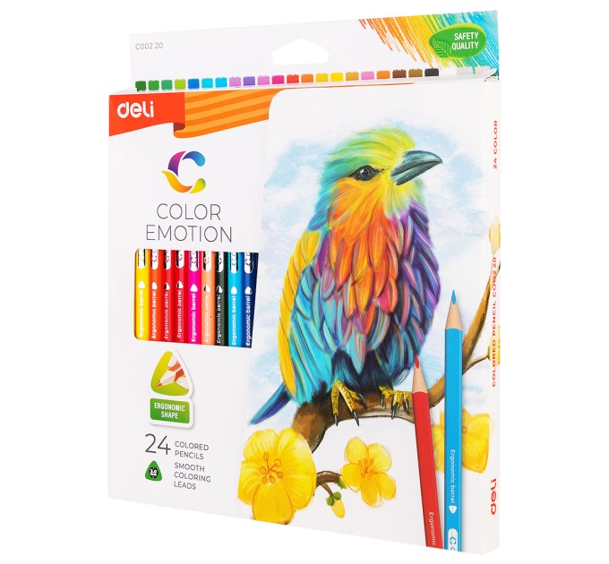 Карандаши Deli «Color Emotion», 24 цвета, треугольные 00220С