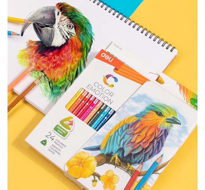 Карандаши Deli «Color Emotion», 24 цвета, треугольные 00220С