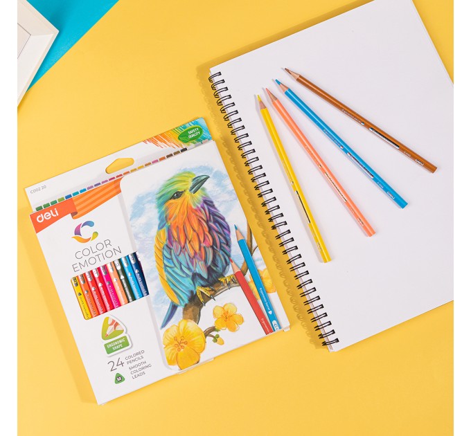 Карандаши Deli «Color Emotion», 24 цвета, треугольные 00220С