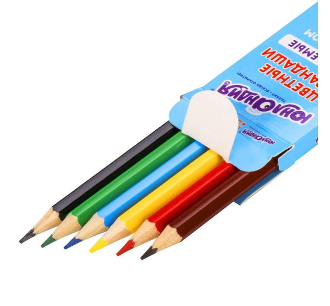 Карандаши 6 цветов, стираемые, с ластиком, «Юный волшебник» 181577