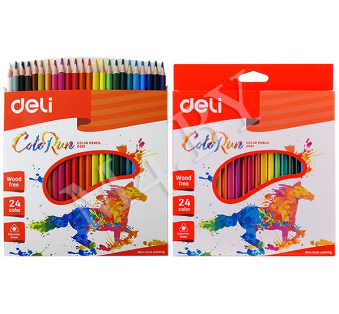 Карандаши Deli «ColoRun», 24 цвета, треугольные, пластиковые С00120