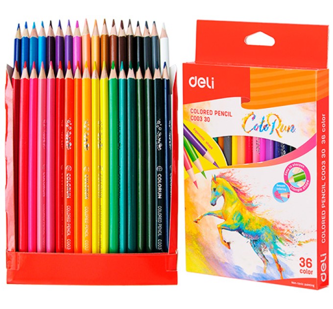 Карандаши Deli «ColoRun», 36 цветов, треугольные С00330