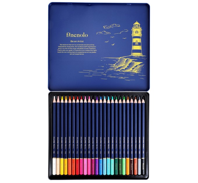 Карандаши 24 цвета, в металлическом пенале, Finenolo C122-24