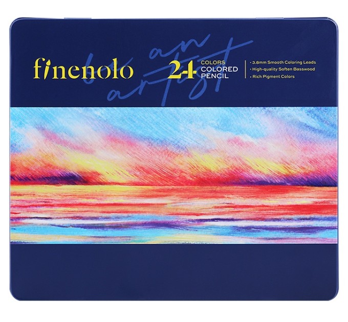 Карандаши 24 цвета, в металлическом пенале, Finenolo C122-24