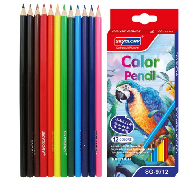 Карандаши Skyglory, 12 цветов, треугольные, пластиковые SG9712