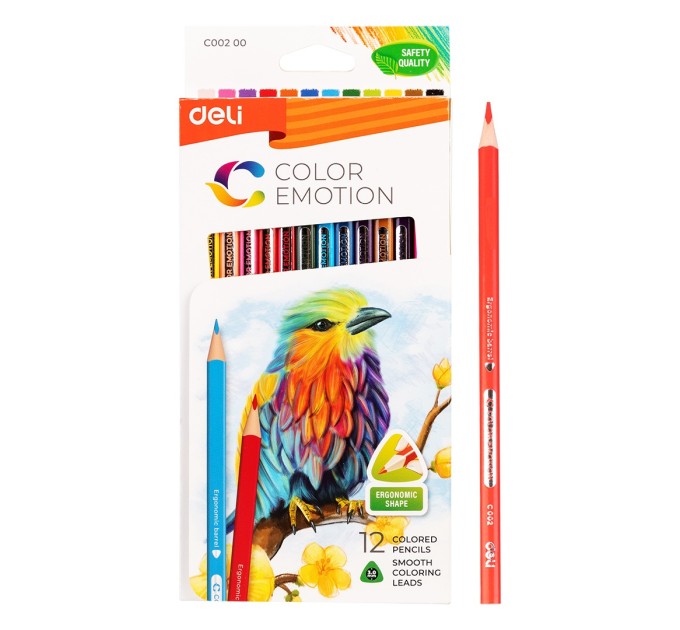 Карандаши Deli «Color Emotion»,12 цветов, треугольные С00200