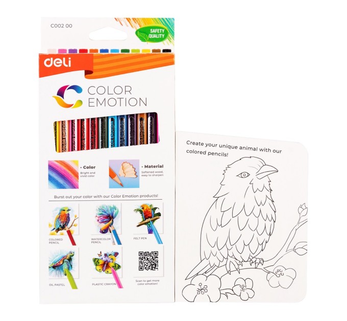 Карандаши Deli «Color Emotion»,12 цветов, треугольные С00200