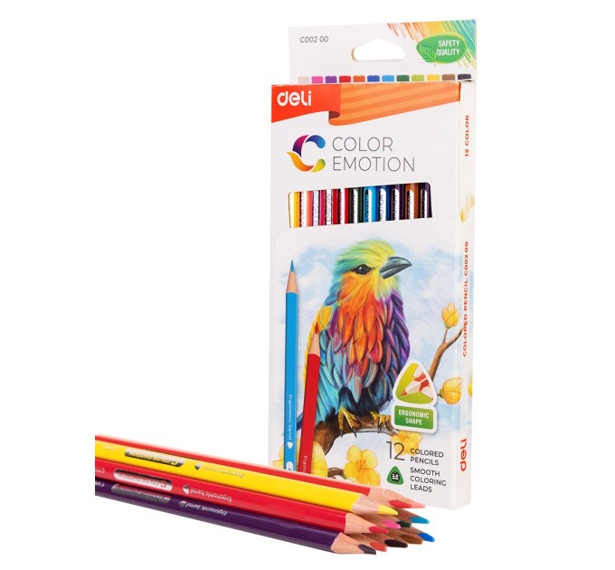 Карандаши Deli «Color Emotion»,12 цветов, треугольные С00200