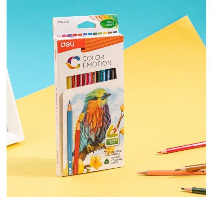 Карандаши Deli «Color Emotion»,12 цветов, треугольные С00200