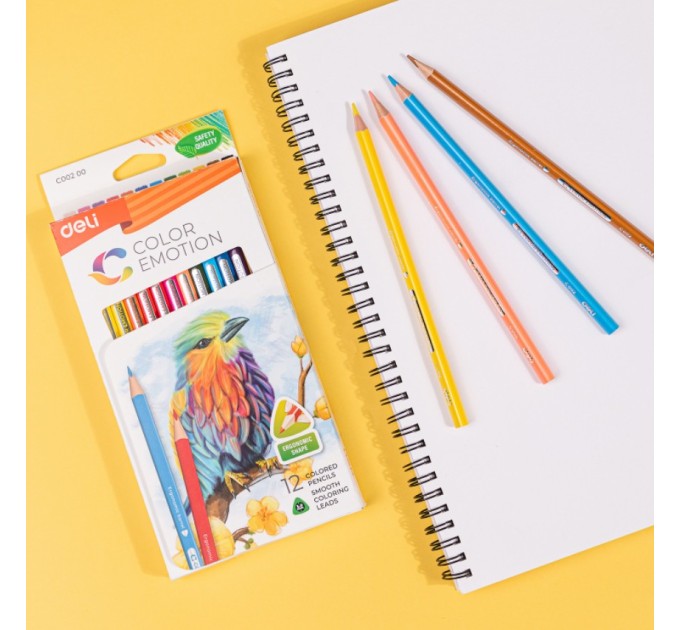 Карандаши Deli «Color Emotion»,12 цветов, треугольные С00200