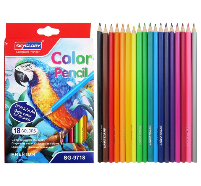 Карандаши Skyglory, 18 цветов, треугольные, пластиковые SG9718