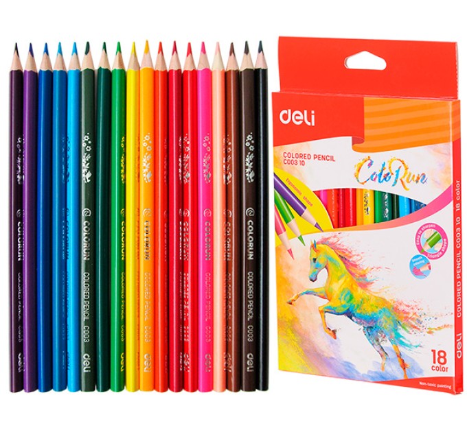 Карандаши Deli «ColoRun», 18 цветов, треугольные 00310С