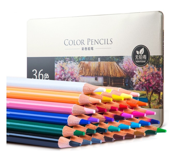 Художественные карандаши 36 цветов, в металлическом пенале 6566