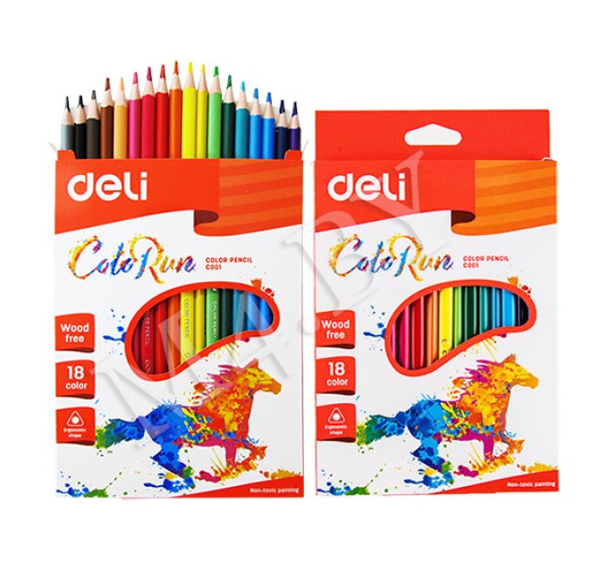 Карандаши Deli «ColoRun», 18 цветов, треугольные, пластиковые 00110С
