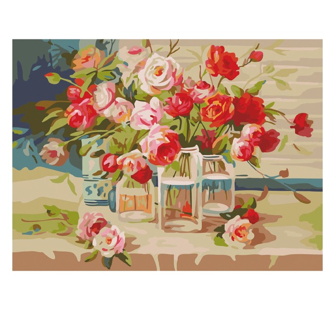 Картина по номерам «Свежесть роз», 40х50 см, холст на подрамнике, 3 кисти 662465