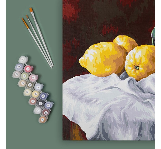 Картина по номерам Фрея «Натюрморт с лимонами и яблоком», 40x50 см, холст PNB/PL-138