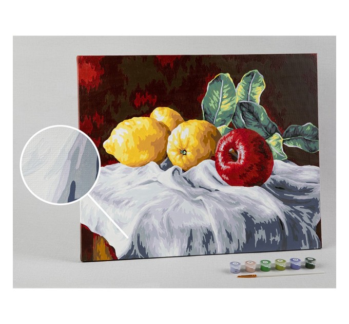 Картина по номерам Фрея «Натюрморт с лимонами и яблоком», 40x50 см, холст PNB/PL-138