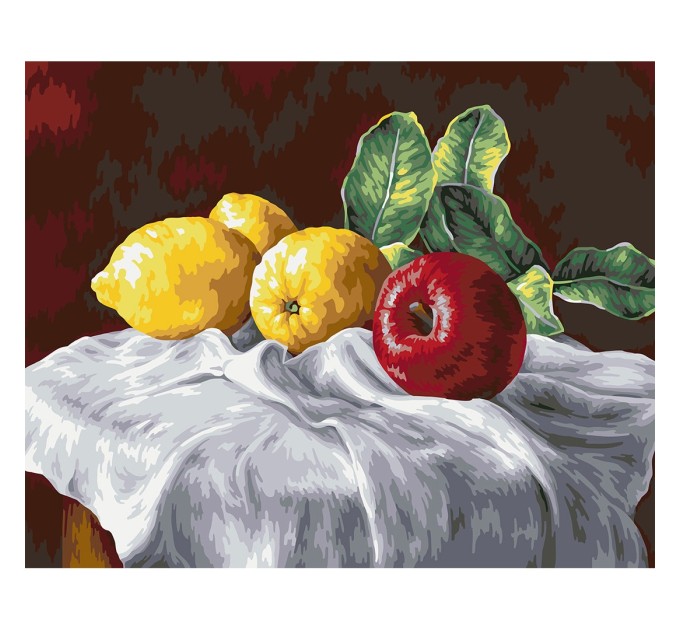 Картина по номерам Фрея «Натюрморт с лимонами и яблоком», 40x50 см, холст PNB/PL-138