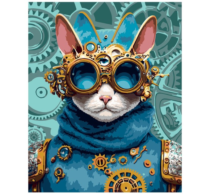 Картина по номерам Фрея (с поталью) «Кот в стиле стимпанк», 40х50 см, холст PNB/PLPT-173