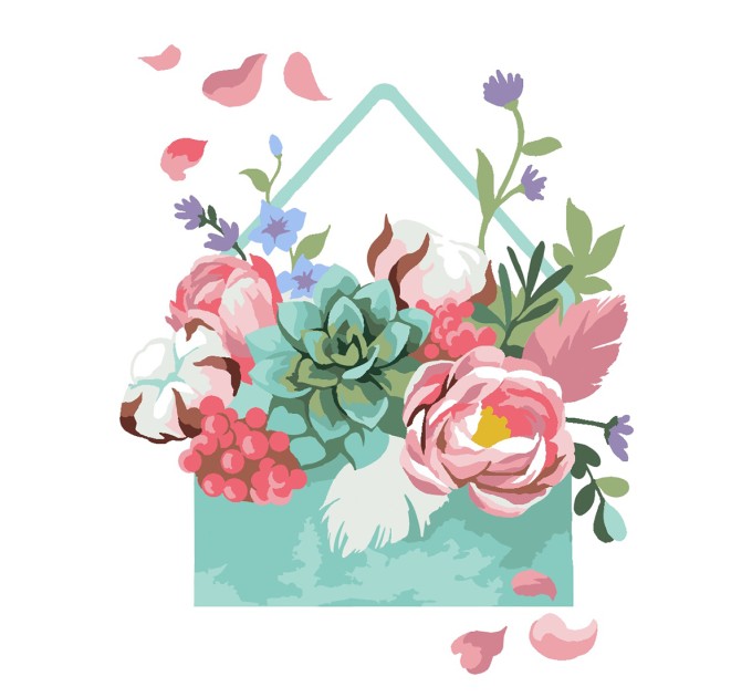 Картина по номерам Фрея «Цветы в конверте», 30х40 см, картон PKZ-2 №44