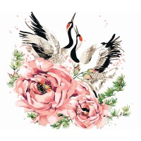 Картина по номерам Фрея «Журавли в цветах», 40x30 см, холст PNB/C3 №58