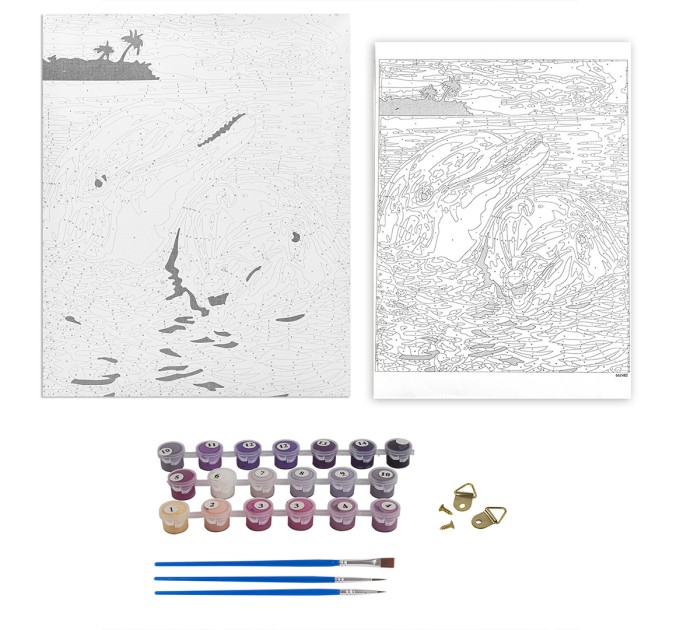 Картина по номерам «Дельфины», 40x50 см, холст на подрамнике, 3 кисти 662482