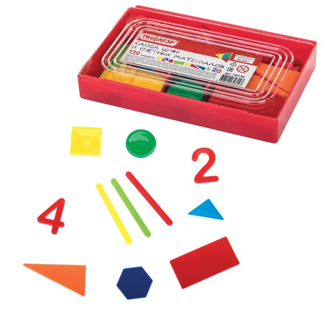 Касса цифр и счетных материалов, 132 элемента, пенал 106146