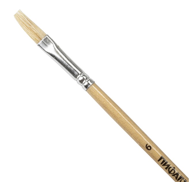 Кисть ПИФАГОР Щетина, плоская, № 6 200872