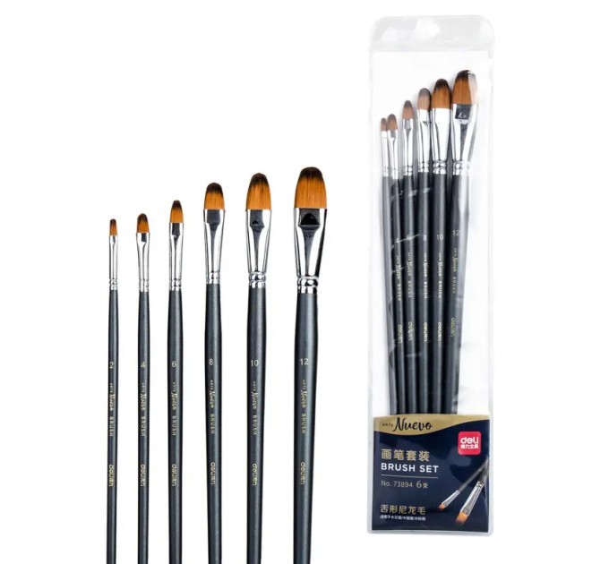 Кисти набор, 6 шт., Синтетика, ARTENUEVO, Deli 73894