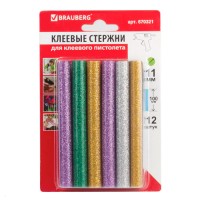 Клей для клеевого пистолета 11/100м, цветные с блестками (12шт/уп) 670321 Клей для клеевого пистолета 11/100м, цветные с блестками (12шт/уп) 670321