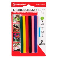 Клей для клеевого пистолета 7/100 м, цветные (6 шт/уп) 670314 Клей для клеевого пистолета 7/100 м, цветные (6 шт/уп) 670314