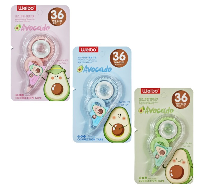 Корректирующая лента в роллере 5 мм x 8 м, «AVOCADO» WB-8326