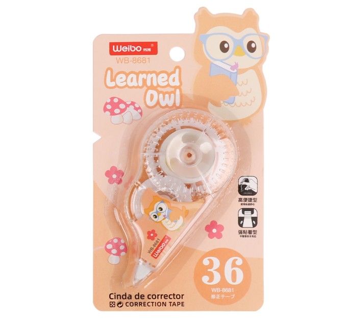 Корректирующая лента в роллере 5 мм х 8 м, «LEARNED OWL» WB-8681