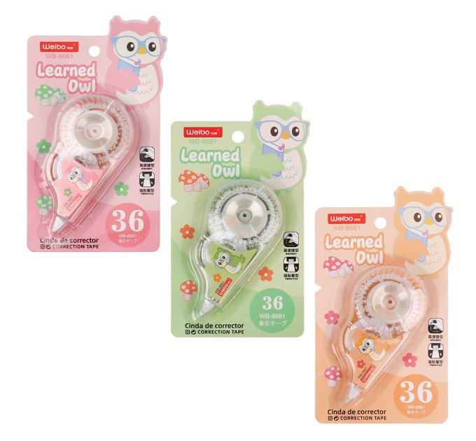 Корректирующая лента в роллере 5 мм х 8 м, «LEARNED OWL» WB-8681