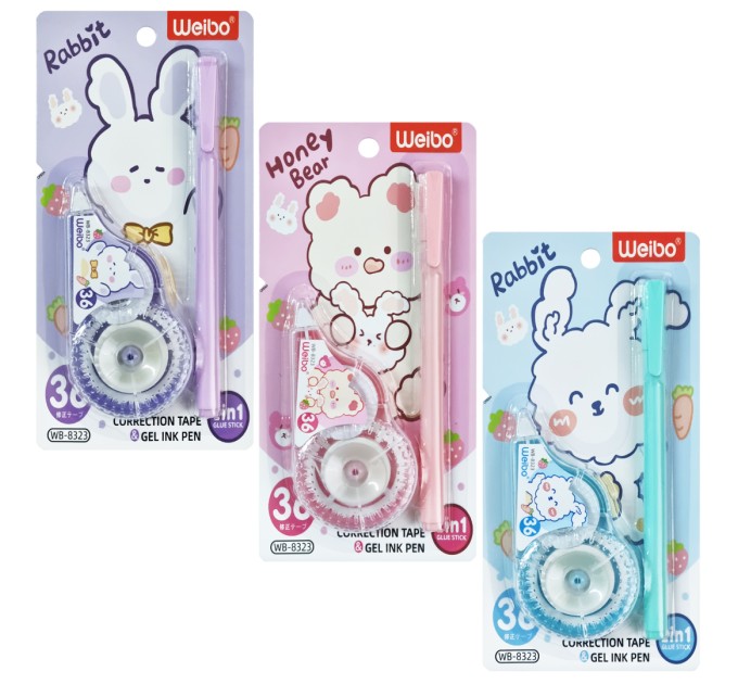 Набор корректирующая лента в роллере 5 мм х 8 м + ручка гелевая, «RABBIT» WB-8323