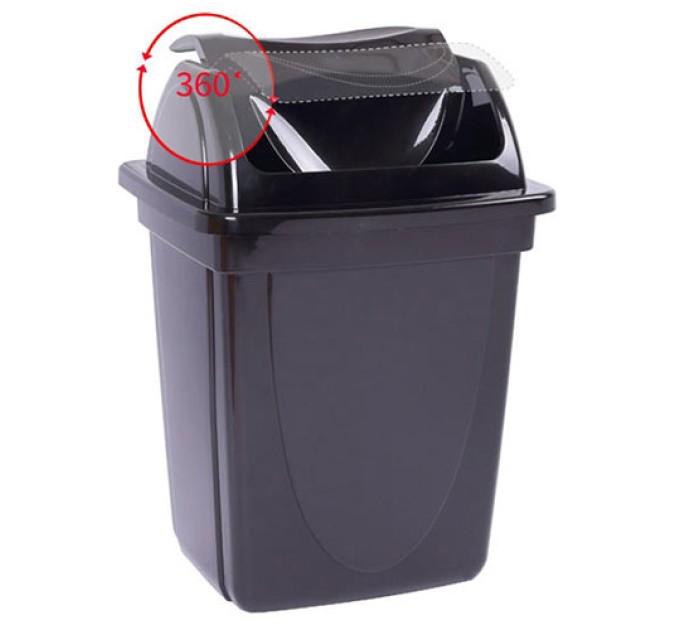 Ведро офисное 12 л., черное, с крышкой 90кр