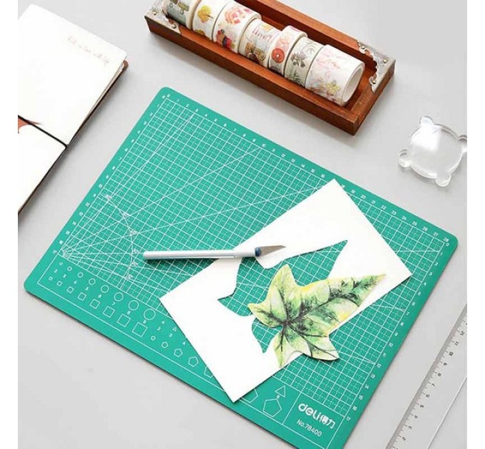 Коврик для резки A4, с разметочной сеткой, зеленый 78400