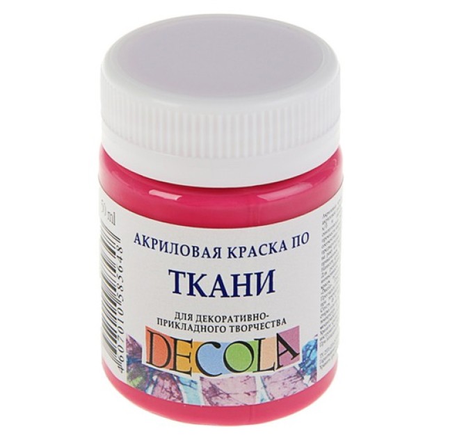 Акриловая краска по ткани, 50 мл, розовая светлая, DECOLA 4128335