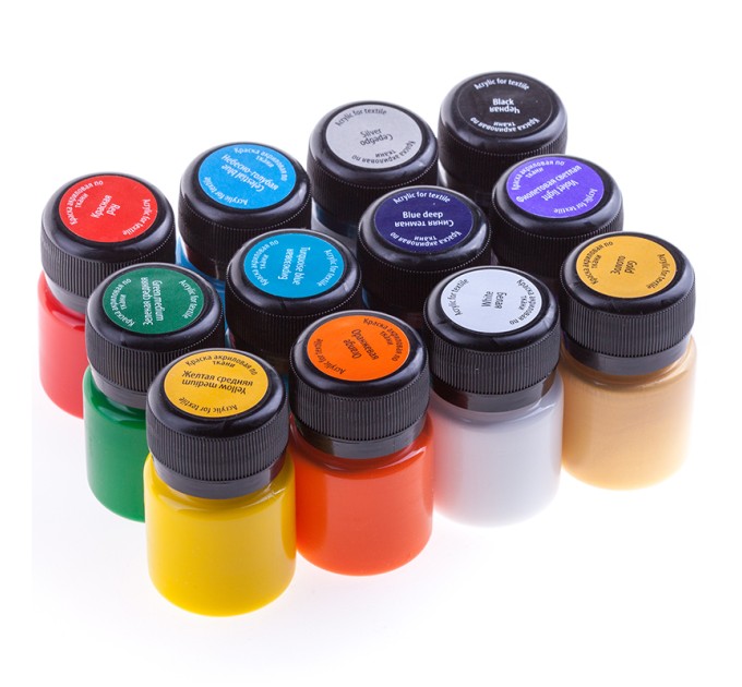 Акрил по ткани, набор из 12 цветов, 20 мл, DECOLA 4141216