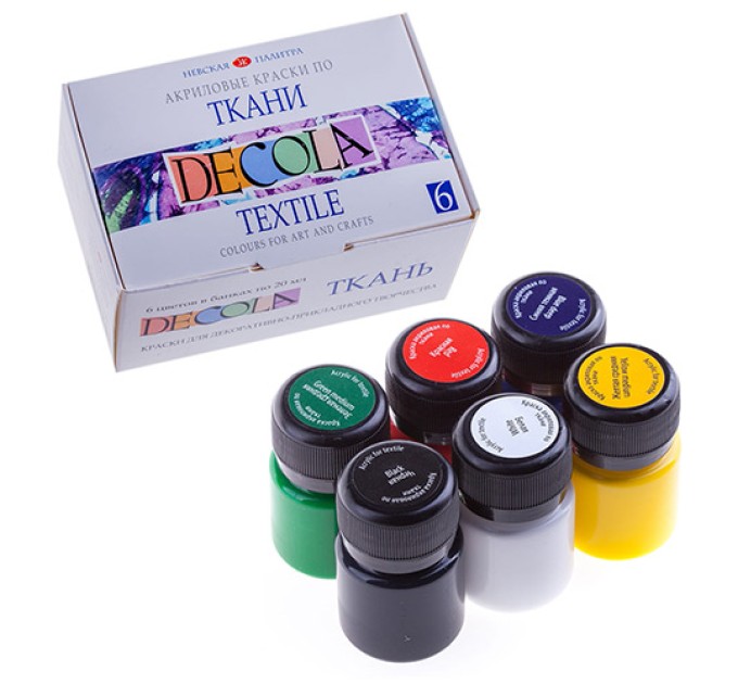 Акрил набор 6 цветов/20 мл, по ткани, DECOLA 4141025