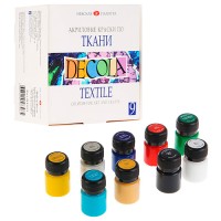 Акрил набор 9 цветов/20 мл, по ткани, DECOLA 4141111