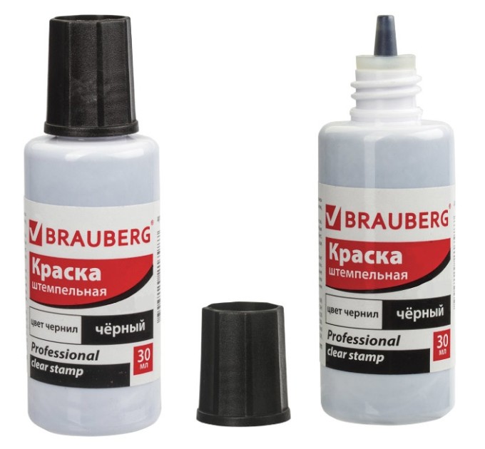 Краска штемпельная 30 мл черная, BRAUBERG PROFESSIONAL, clear stamp 227983