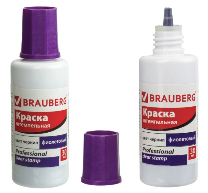 Краска штемпельная 30 мл, фиолетовая, BRAUBERG PROFESSIONAL, clear stamp 227982